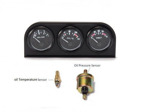 52mm Triple Gauge Set ( Volt Meter , Oil Pressure , Oil Temp )