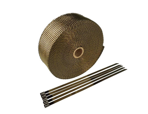 10 METRES 2" TITANIUM HEAT WRAP ROLL + STAINLESS STEEL TIES