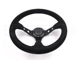 Suede Deep Dish Hole 350MM Steering Wheel - Black Stitching