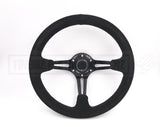 Suede Deep Dish Slot 350MM Steering Wheel - Black Stitching