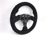 280mm Suede Flat Steering Wheel with Horn Button