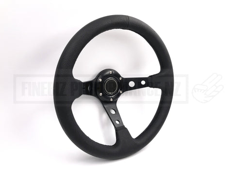 320mm Vinyl Deep Dish Hole Steering Wheel - Black Stitching