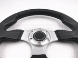 320MM Vinyl Flat Style Steering Wheel - Silver Spoke