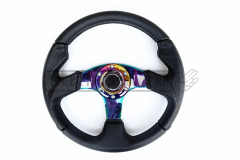 320Mm Vinyl Flat Neochrome Spoke Steering Wheel - Car Parts