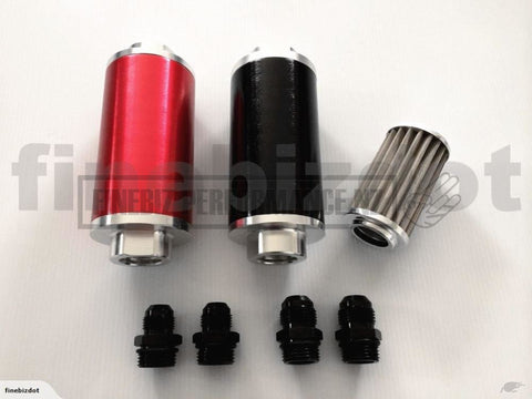 60Mm Aluminium High Flow Fuel Filter - 6An 8An 10An - Car Parts