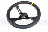 Vinyl Deep Dish Hole 320MM Drift Steering Wheel - Red Stitching