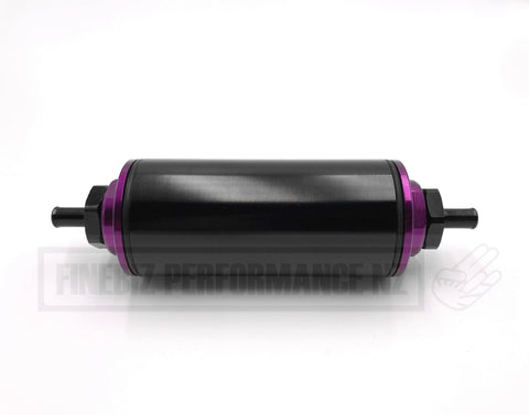 50mm High Flow Fuel Filter - 9mm Barb Fittings