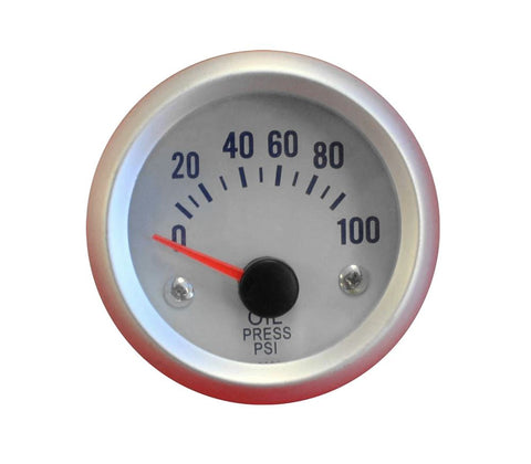 Oil Pressure White Face 52mm Gauge - 2" (51mm)