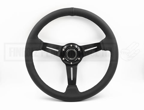 Leather Steering Wheel - 350MM Mid Dish with Black Stitching
