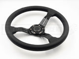 Leather Steering Wheel - 350MM Mid Dish with Black Stitching