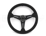 Steering Wheel  - 350MM Suede with White Stitching