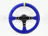 Steering Wheel - Deep Dish Blue Suede Hole 320MM