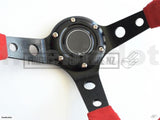 Deep Dish Red Suede Hole 320Mm Steering Wheel - Car Parts