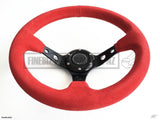 Deep Dish Red Suede Hole 320Mm Steering Wheel - Car Parts