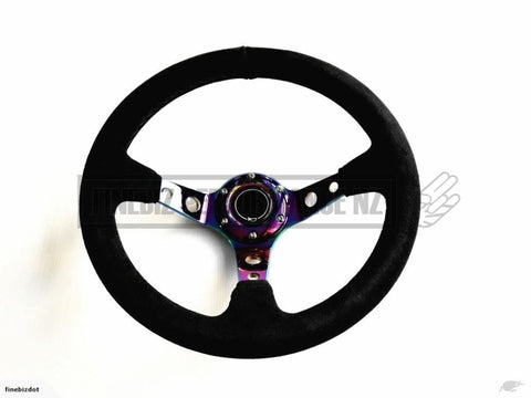 Deep Dish Suede Hole 320Mm Neochrome Steering Wheel - Car Parts