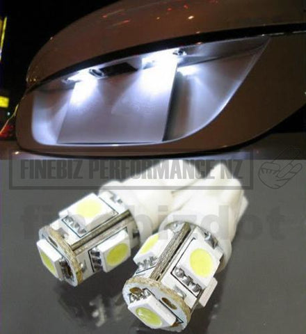 T10 Xenon Super White / Blue 5Smd Led Bulbs X 2 - Car Parts
