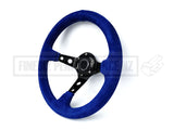 Steering Wheel - Deep Dish Blue Suede Hole 320MM