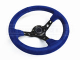 Steering Wheel - Deep Dish Blue Suede Hole 320MM