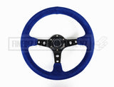 Steering Wheel - Deep Dish Blue Suede Hole 320MM