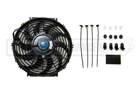 12" Curved Blade Reversible Radiator Fan + Fitting Kit