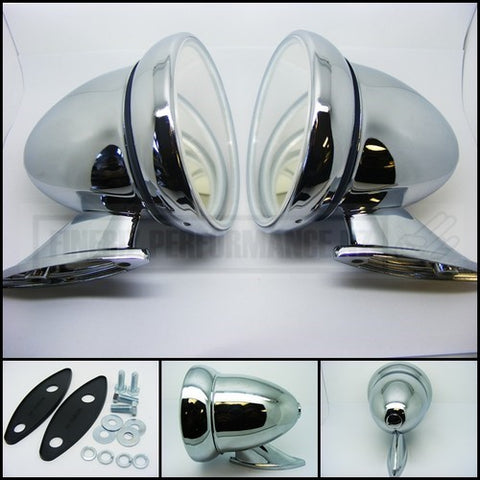 CLASSIC BULLET MIRRORS - CHROME STAINLESS STEEL