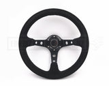Suede Deep Dish Hole 350MM Steering Wheel - Black Stitching
