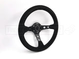 Suede Deep Dish Hole 350MM Steering Wheel - Black Stitching
