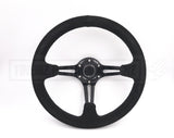 Suede Deep Dish Slot 320MM Steering Wheel - Black Stitching