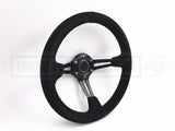 Suede Deep Dish Slot 350MM Steering Wheel - Black Stitching