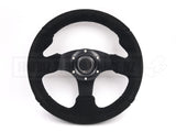 280mm Suede Flat Steering Wheel with Horn Button