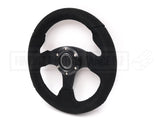 280mm Suede Flat Steering Wheel with Horn Button
