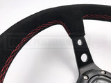 Suede Deep Dish Hole 320MM Steering Wheel - Black stitching