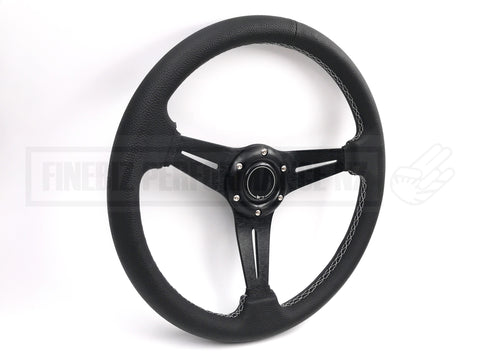 Steering Wheel - Vinyl with White Stitching 350MM