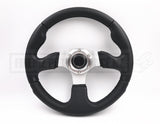 320MM Vinyl Flat Style Steering Wheel - Silver Spoke
