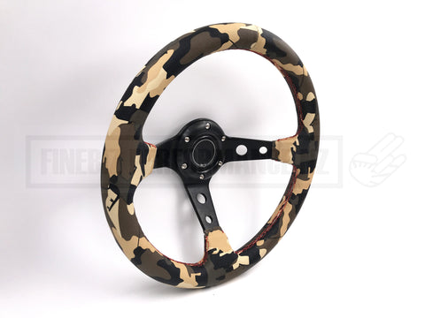 320MM Deep Dish Camouflage Pattern Vinyl Steering Wheel