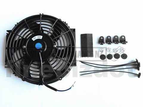 10 Curved Blade Reversible Radiator Fan + Fitting Kit - Car Parts