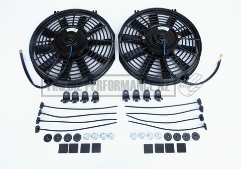 12 Straight Blade Reversible Radiator Fan - Twin Kit - Car Parts