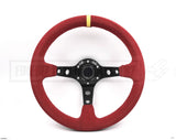 Deep Dish Red Suede Hole 320mm Steering Wheel