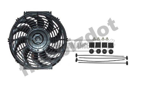 14 Curved Blade Reversible Radiator Fan + Fitting Kit - Car Parts