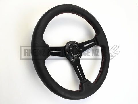 350Mm Perforated Leather Steering Wheel - Car Parts