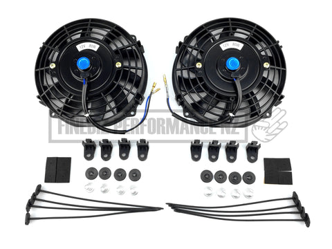 9 Curved Blade Reversible Radiator Fan -Twin Kit - Car Parts