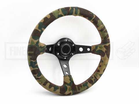 Suede Steering Wheel - 320MM Deep Dish Camouflage Pattern