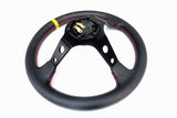 Vinyl Deep Dish Hole 320MM Drift Steering Wheel - Red Stitching