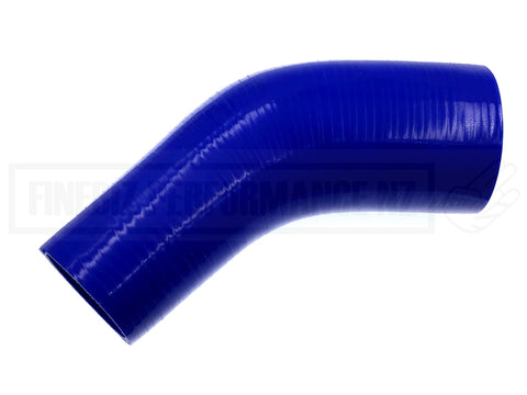 3.5" to 4" (89mm to 101mm) 45° Elbow Blue Silicone Hose Reducer