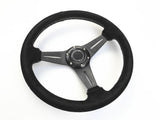 Steering Wheel  - 350MM Suede with White Stitching