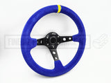 Steering Wheel - Deep Dish Blue Suede Hole 320MM