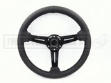 Steering Wheel - Premium Leather 350MM Mid Dish with Black Stitching