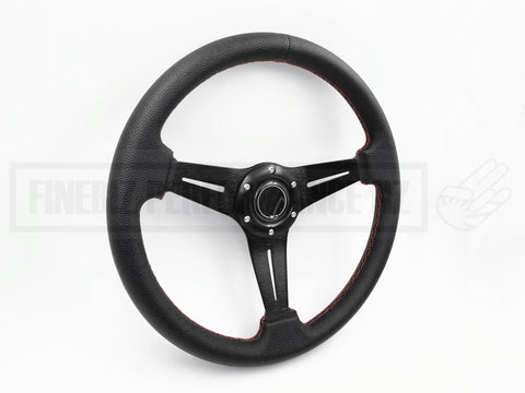 Steering Wheel - Vinyl with Red Stitching 350MM