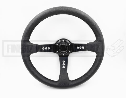 Steering Wheel 350MM Deep Dish PVC - Black Stitching