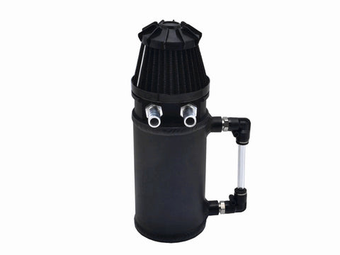 Black Universal 500ML Aluminum Oil Catch Can Tank With Breather Filter Baffled